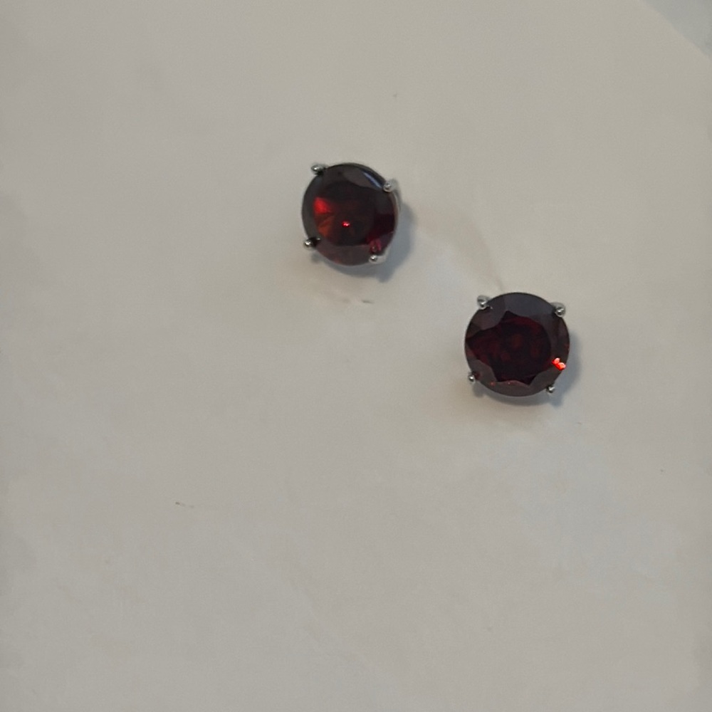 🎉 Host Pick- Elegant Sterling Silver and Red Stud Earrings